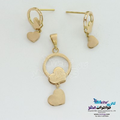 نیم ست طلا - آویز و گوشواره - طرح قلب