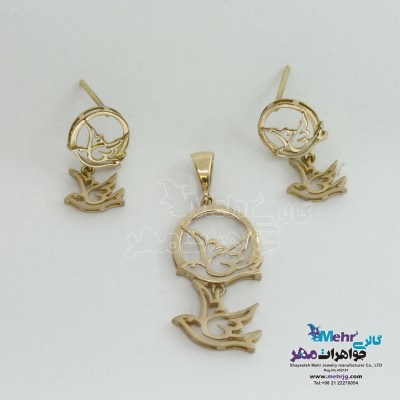 نیم ست طلا - آویز و گوشواره - طرح پرنده