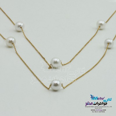 گردنبند رولباسی طلا - طرح مروارید نشان