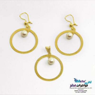 نیم ست طلا - آویز و گوشواره - طرح هندسی