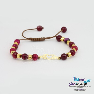 دستبند طلا و مهره - طرح قلب