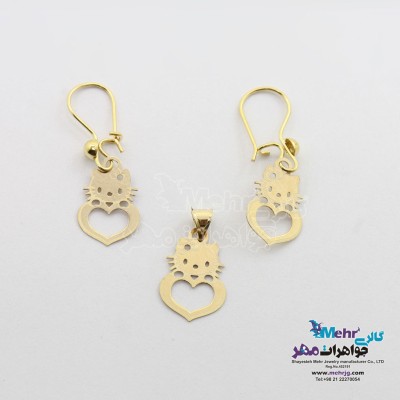 نیم ست طلا - آویز و گوشواره - طرح کیتی