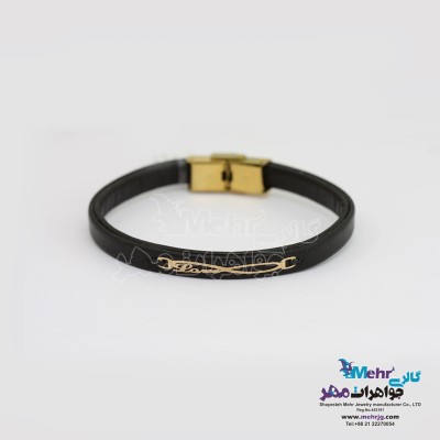 دستبند طلا و چرم - طرح بینهایت