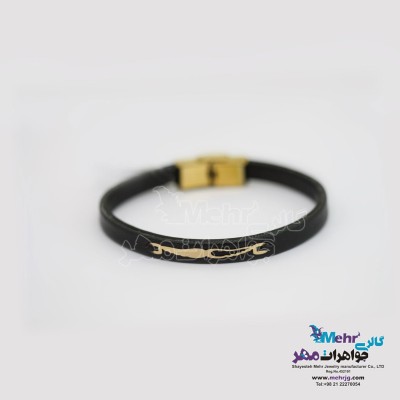 دستبند طلا و چرم - طرح بال