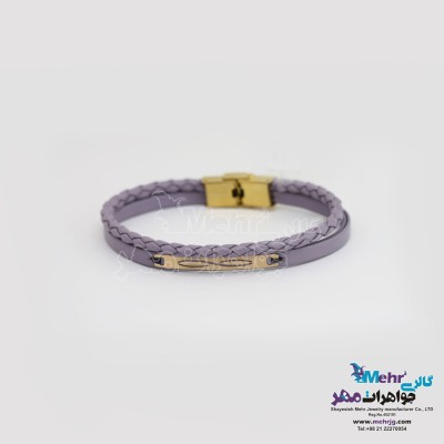 دستبند طلا و چرم - طرح بینهایت