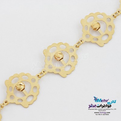 دستبند طلا - طرح گل و گوی