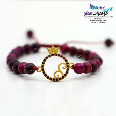 دستبند طلا و سنگ - طرح انار