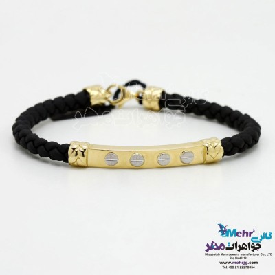 دستبند طلا و چرم - طرح کارتیه