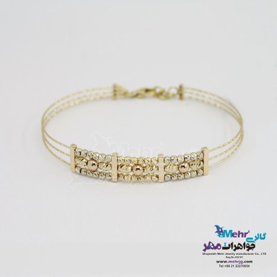 دستبند النگویی طلا - طرح گوی تراش