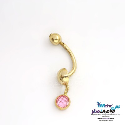 پیرسینگ طلا - طرح سنگ رنگی