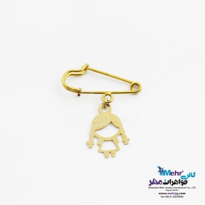 سنجاق سینه طلا - طرح دختر بچه