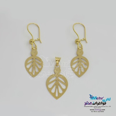 نیم ست طلا - آویز و گوشواره - طرح برگ
