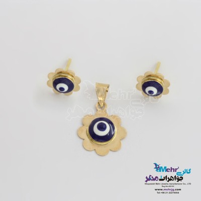 نیم ست طلا - آویز و گوشواره - طرح چشم نظر