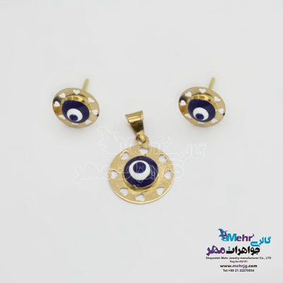 نیم ست طلا - آویز و گوشواره - طرح چشم نظر