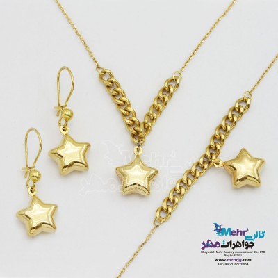 سرویس طلا - گردنبند و گوشواره و دستبند - طرح ستاره