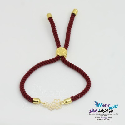 دستبند طلا و بافت - طرح سه گل