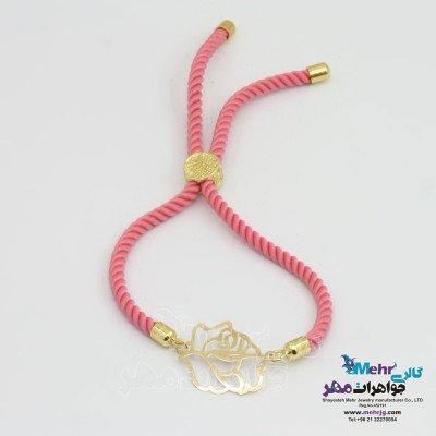 دستبند - طلا و بافت - طرح گل