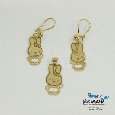 نیم ست طلا - آویز و گوشواره - طرح خرگوش