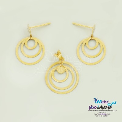 نیم ست طلا - آویز و گوشواره - طرح هندسی