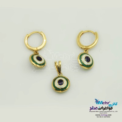 نیم ست طلا - آویز و گوشواره - طرح چشم نظر