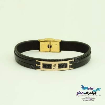 دستبند طلا و چرم - طرح هیچ