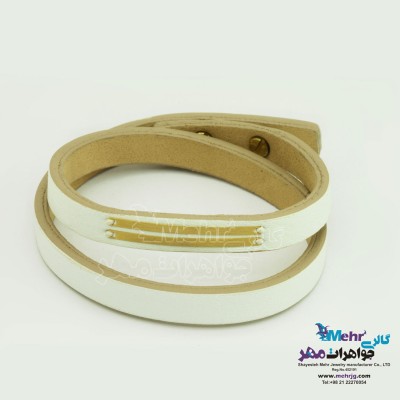 دستبند طلا و چرم - طرح هندسی