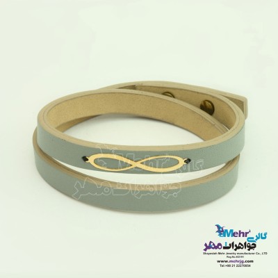 دستبند طلا و چرم - طرح بینهایت