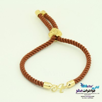 دستبند - طلا و بافت - طرح حروف لاتین A