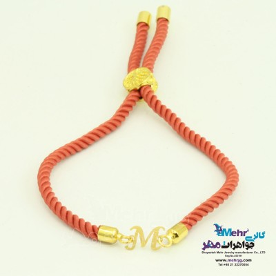 دستبند - طلا و بافت - طرح حروف لاتین M