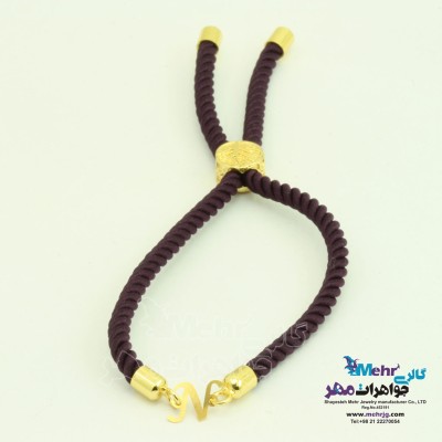 دستبند - طلا و بافت - طرح حروف لاتین N