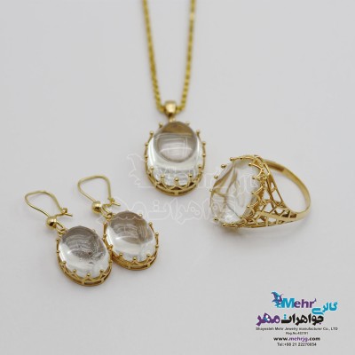 نیم ست طلا - آویز و گوشواره و انگشتر - طرح در