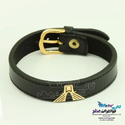 دستبند طلا و چرم - طرح آزادی