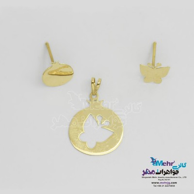 نیمست طلا - آویز و گوشواره - طرح پروانه