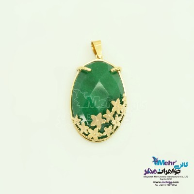 آویز طلا - طرح عقیق سبز