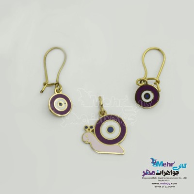 نیم ست طلا - آویز و گوشواره - طرح حلزون