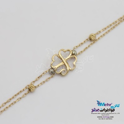 دستبند طلا - طرح شبدر 4 برگ