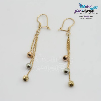 گوشواره گیره ای طلا - طرح گوی تراش