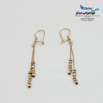 گوشواره گیره ای طلا - طرح گوی تراش