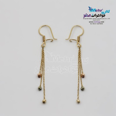 گوشواره گیره ای طلا - طرح گوی تراش