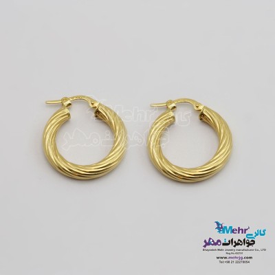 گوشواره حلقه ای طلا - طرح هندسی
