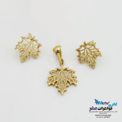 نیم ست طلا - آویز و گوشواره - طرح برگ