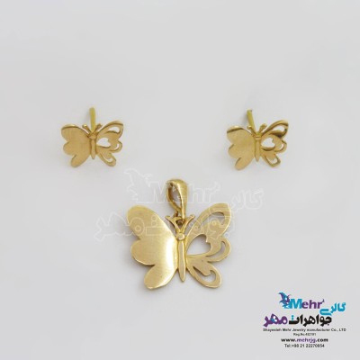 نیم ست طلا - آویز و گوشواره - طرح پروانه