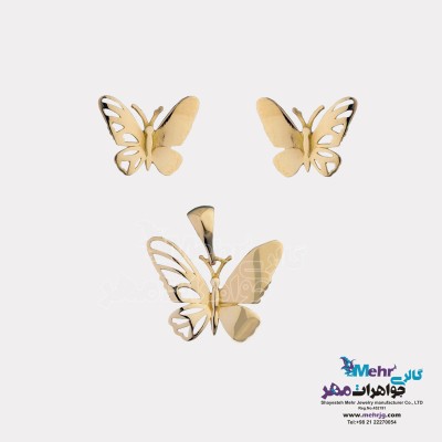 نیم ست طلا - آویز و گوشواره - طرح پروانه