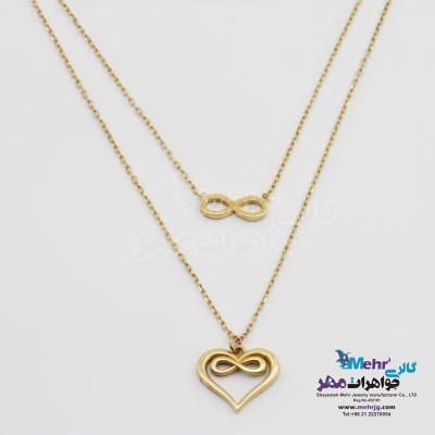 گردنبند طلا - طرح قلب و بینهایت