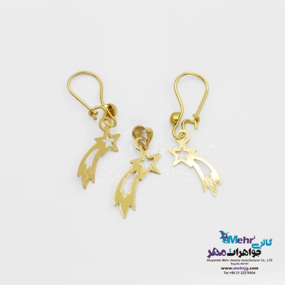 نیم ست طلا – آویز و گوشواره - طرح ستاره دنباله دار