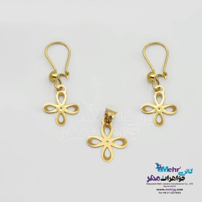 نیم ست طلا – آویز و گوشواره - طرح گل