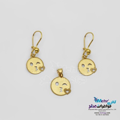 نیم ست طلا – آویز و گوشواره - طرح ایموجی