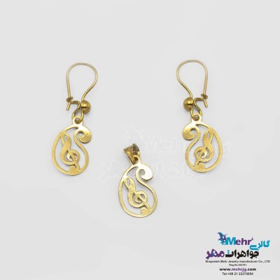 نیم ست طلا – آویز و گوشواره - طرح بته جقه