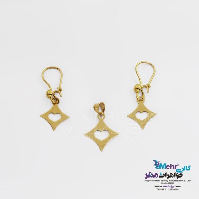 نیم ست طلا – آویز و گوشواره - طرح هندسی