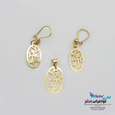 نیم ست طلا – آویز و گوشواره - طرح شاخه